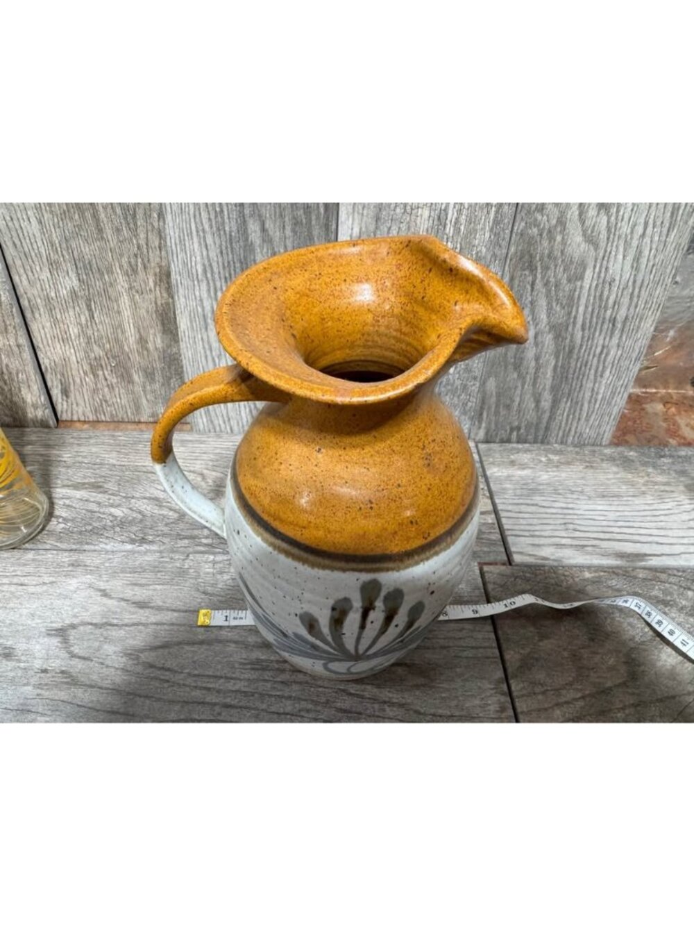 Emerson Creek Pottery Pitcher hand painted Pitcher Vase Decor Repaired 10.5" - Picture 2 of 5